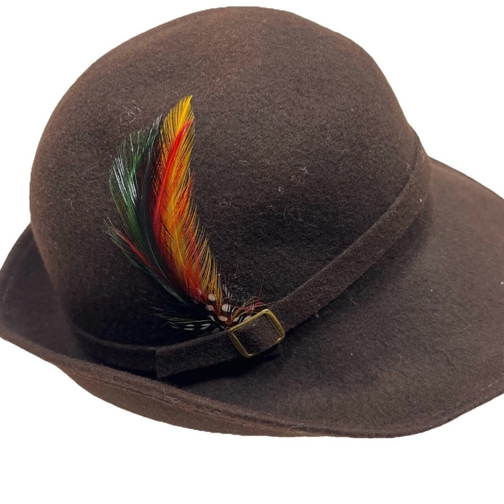 Lancaster Alpine Fedora Hat Brown Wool Felt Feather Oktoberfest Style